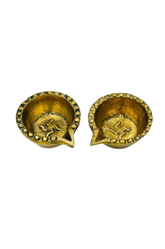 Enchanting Nagas Work Brass Diyas (set of 2) - swadeshsouq.com