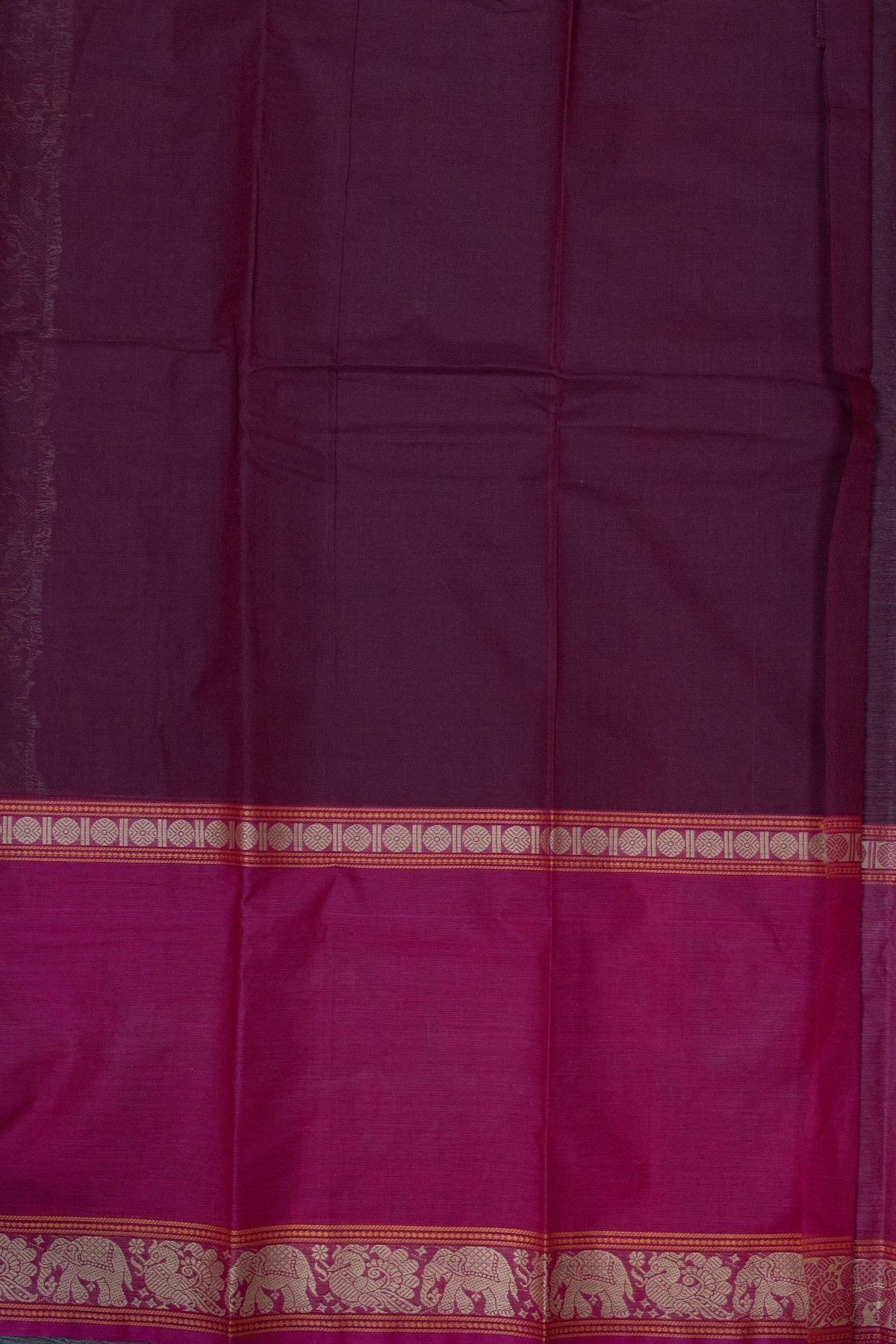 Ethereal Fusion: Deep Purple and Pink Vanasingaram Saree - swadeshsouq.com