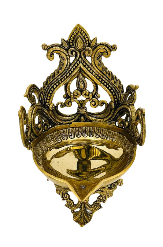 Exquisite Big Size Pure Brass Diya with Antique Finish - swadeshsouq.com