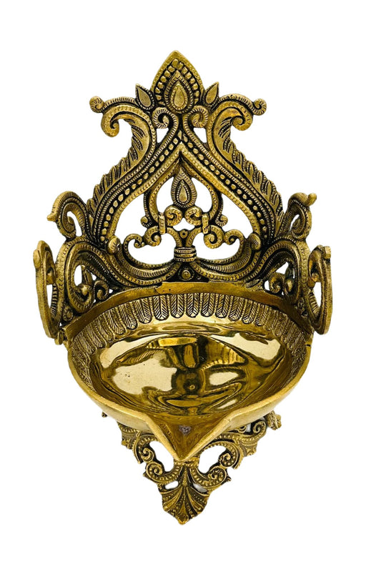 Exquisite Big Size Pure Brass Diya with Antique Finish - swadeshsouq.com