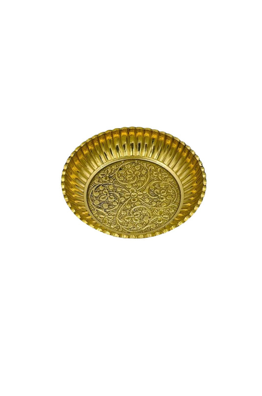 Exquisite Brass Plate with Intricate Blossom Design - swadeshsouq.com