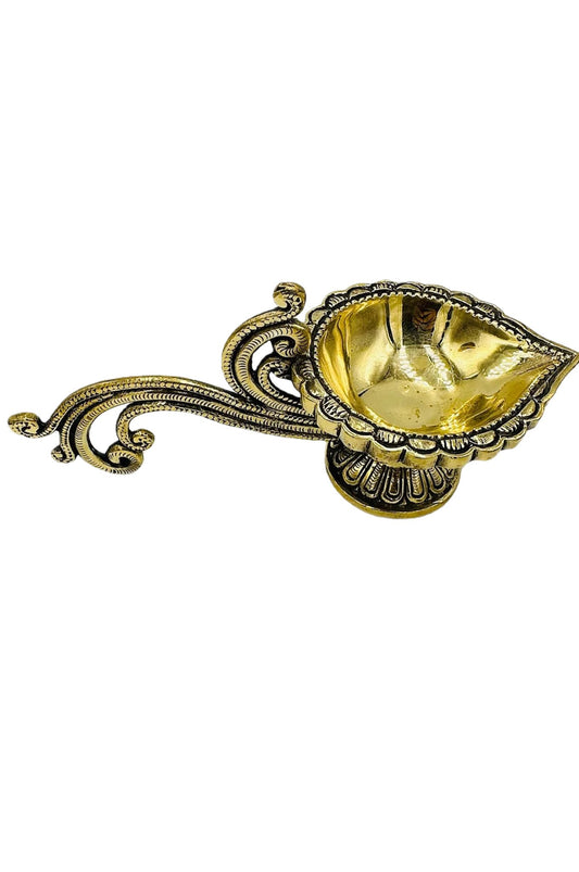 Exquisite Hand-Carved Pure Brass Diya - swadeshsouq.com