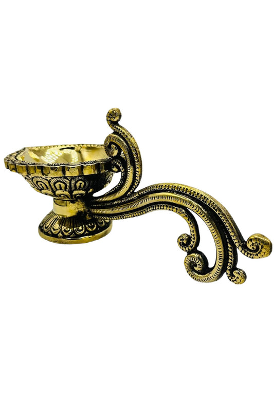 Exquisite Hand-Carved Pure Brass Diya - swadeshsouq.com