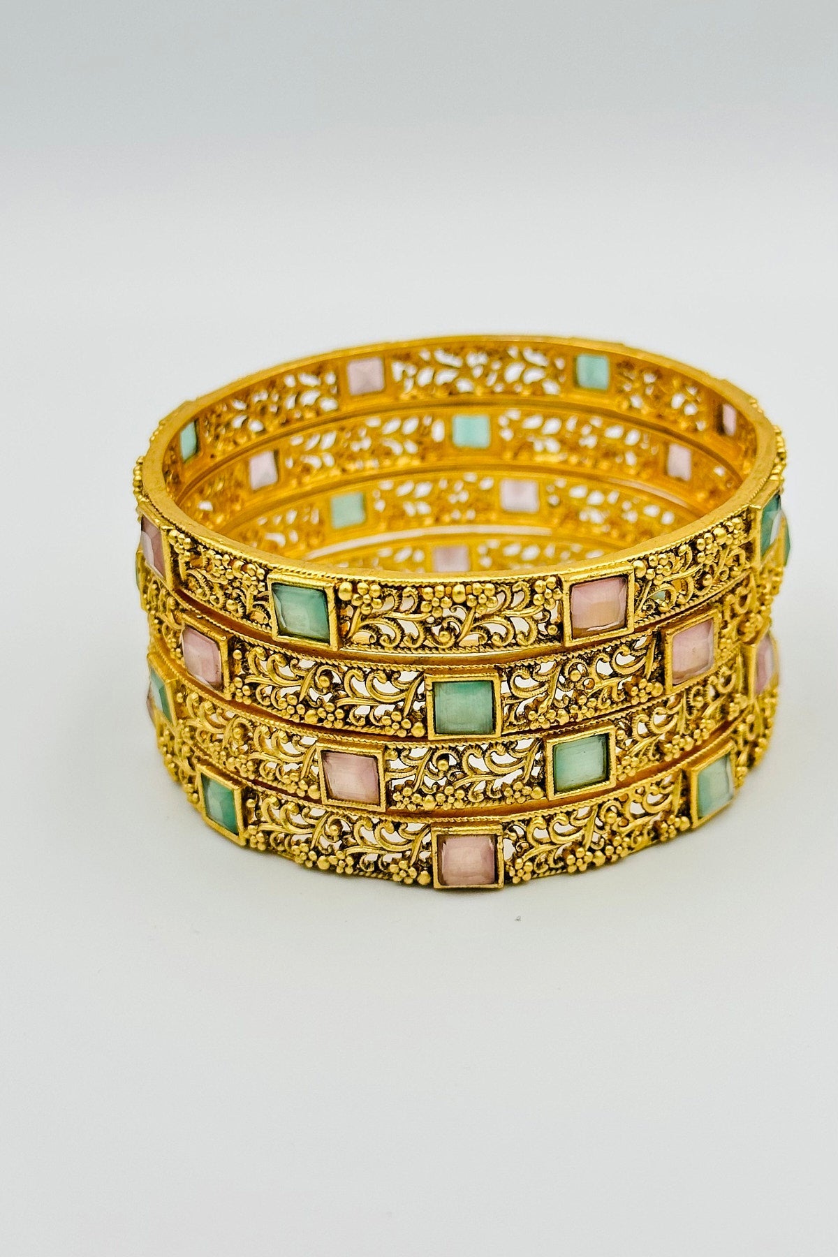 Floral Bangles with Stone Embellishments for a Charming and Elegant Look - swadeshsouq.com