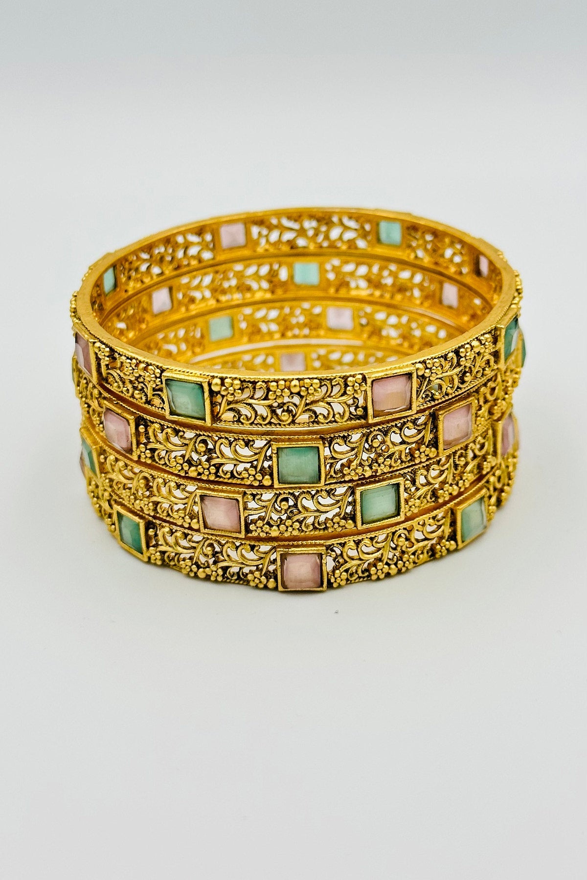 Floral Bangles with Stone Embellishments for a Charming and Elegant Look - swadeshsouq.com