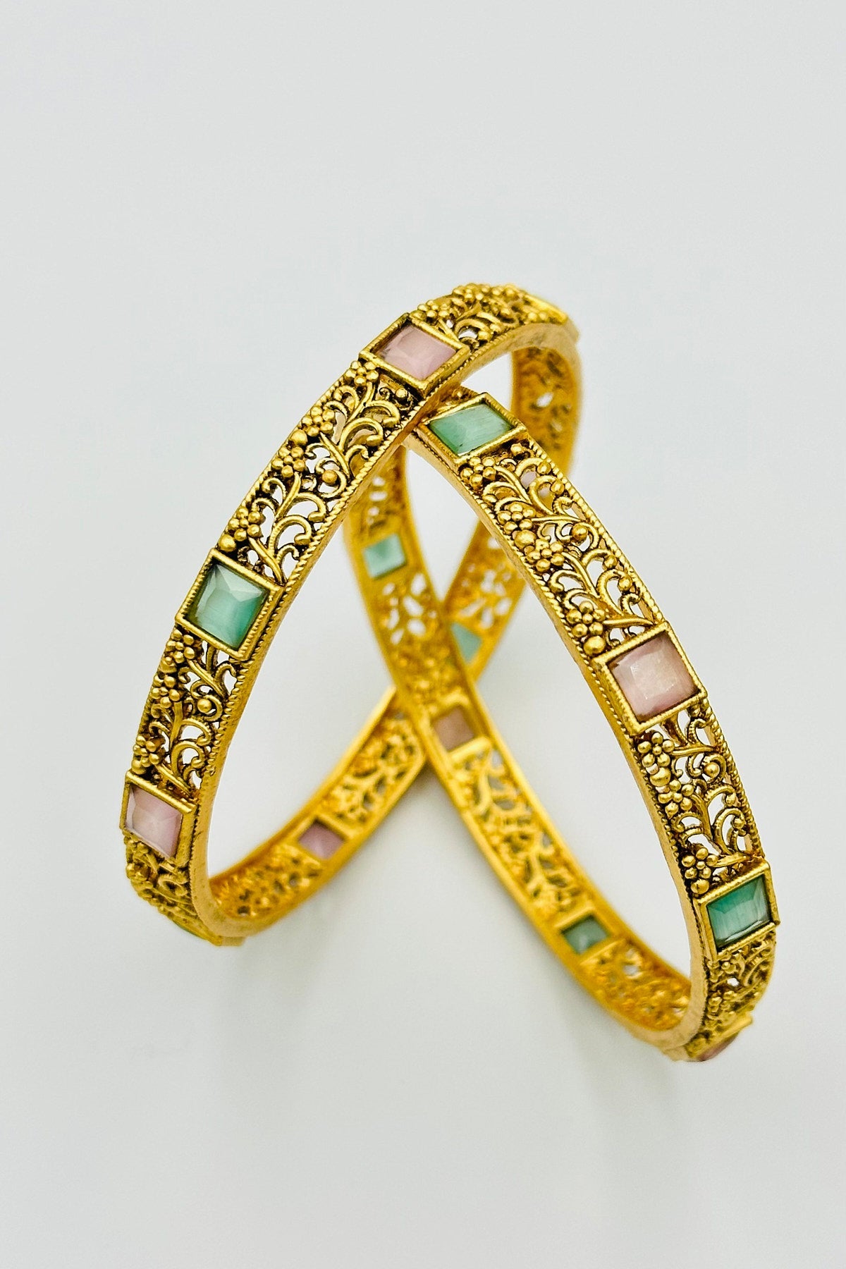 Floral Bangles with Stone Embellishments for a Charming and Elegant Look - swadeshsouq.com