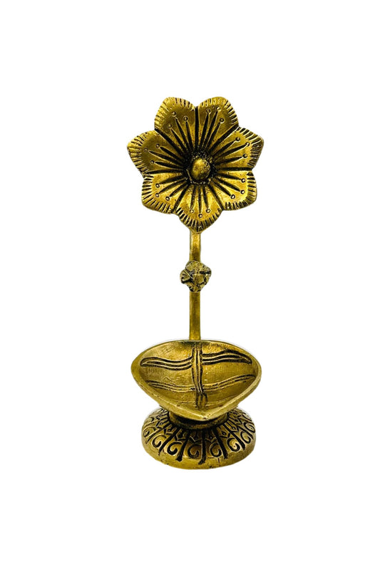 Floral Elegance Pure Brass Diya - swadeshsouq.com