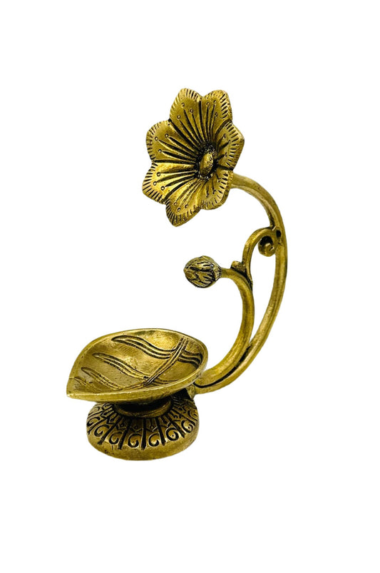 Floral Elegance Pure Brass Diya - swadeshsouq.com