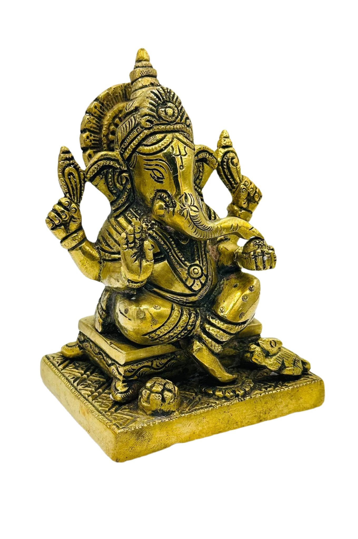 Ganesh Antique Finish Brass Idol - swadeshsouq.com