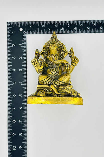 Ganesh Antique Finish Brass Idol - swadeshsouq.com