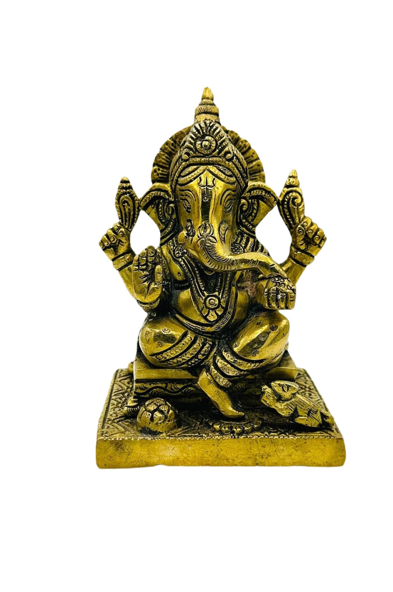 Ganesh Antique Finish Brass Idol - swadeshsouq.com