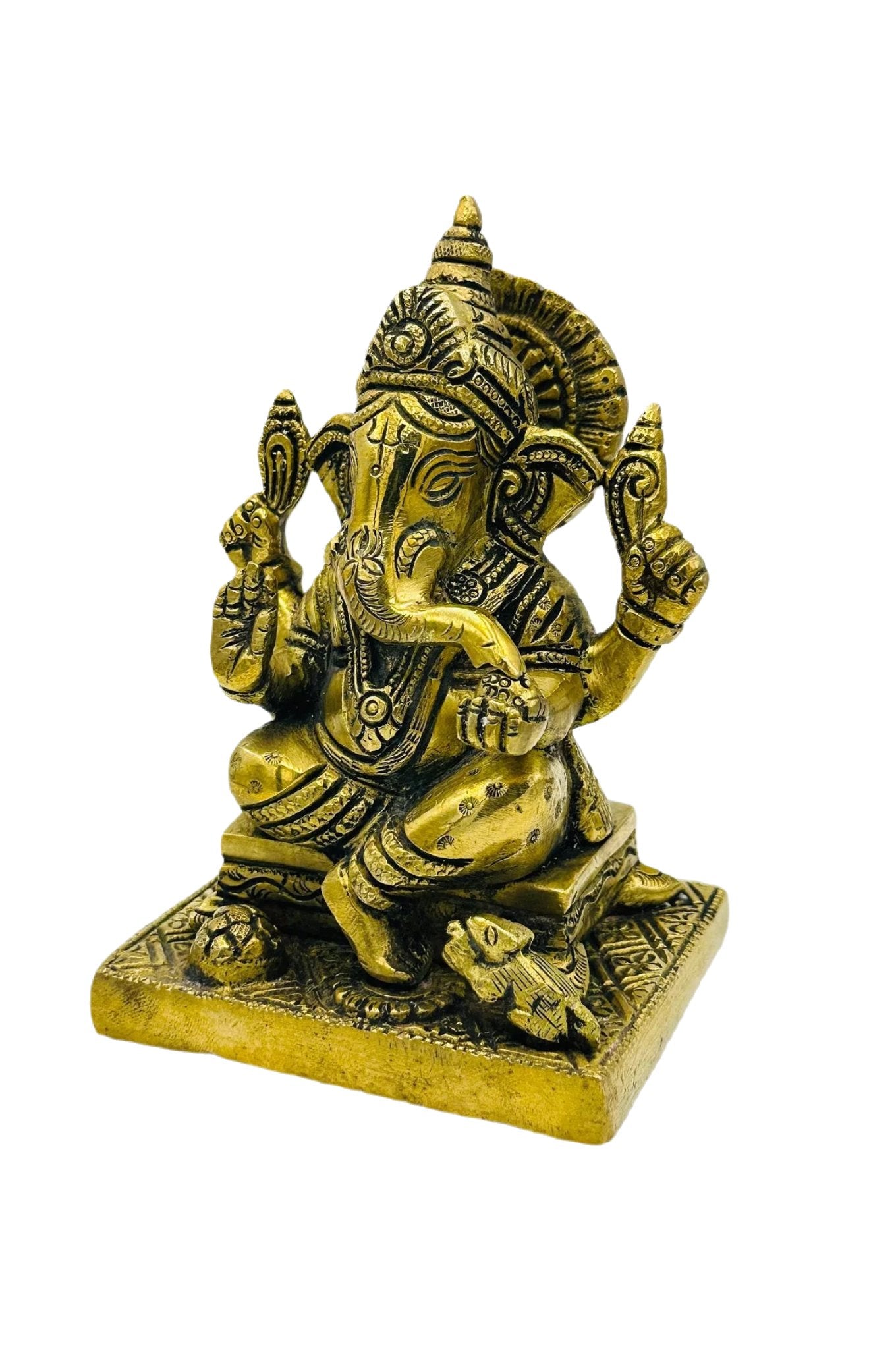 Ganesh Antique Finish Brass Idol - swadeshsouq.com