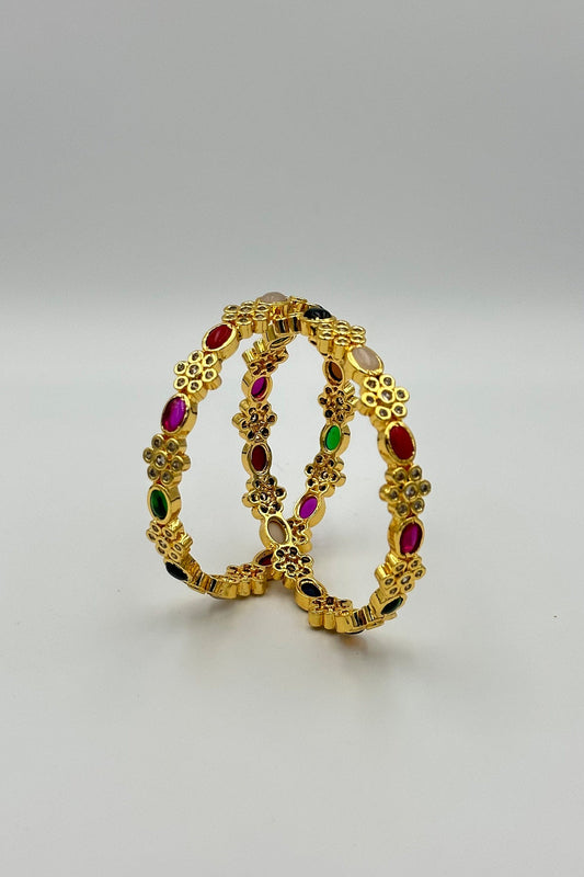 Glimmering Beauty: The Rainbow Stones Studded Bangles. - swadeshsouq.com