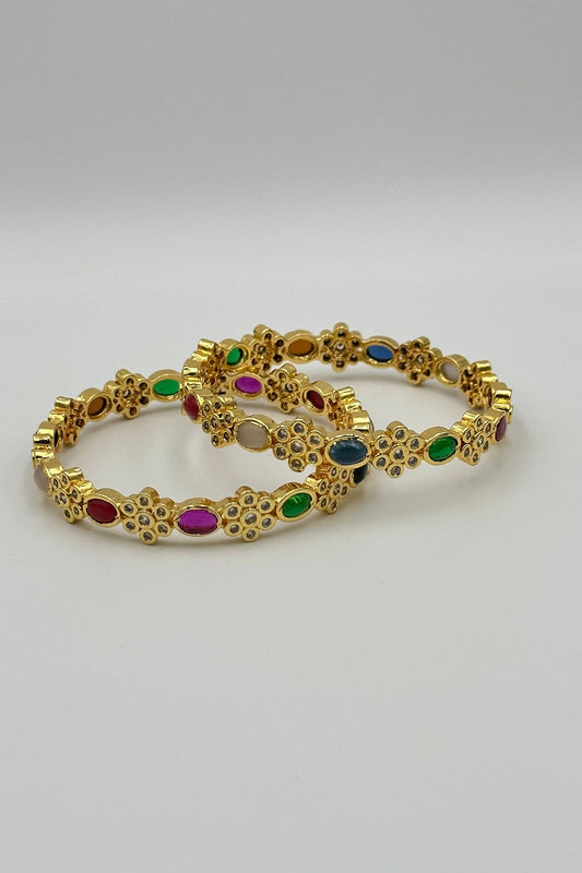 Glimmering Beauty: The Rainbow Stones Studded Bangles. - swadeshsouq.com