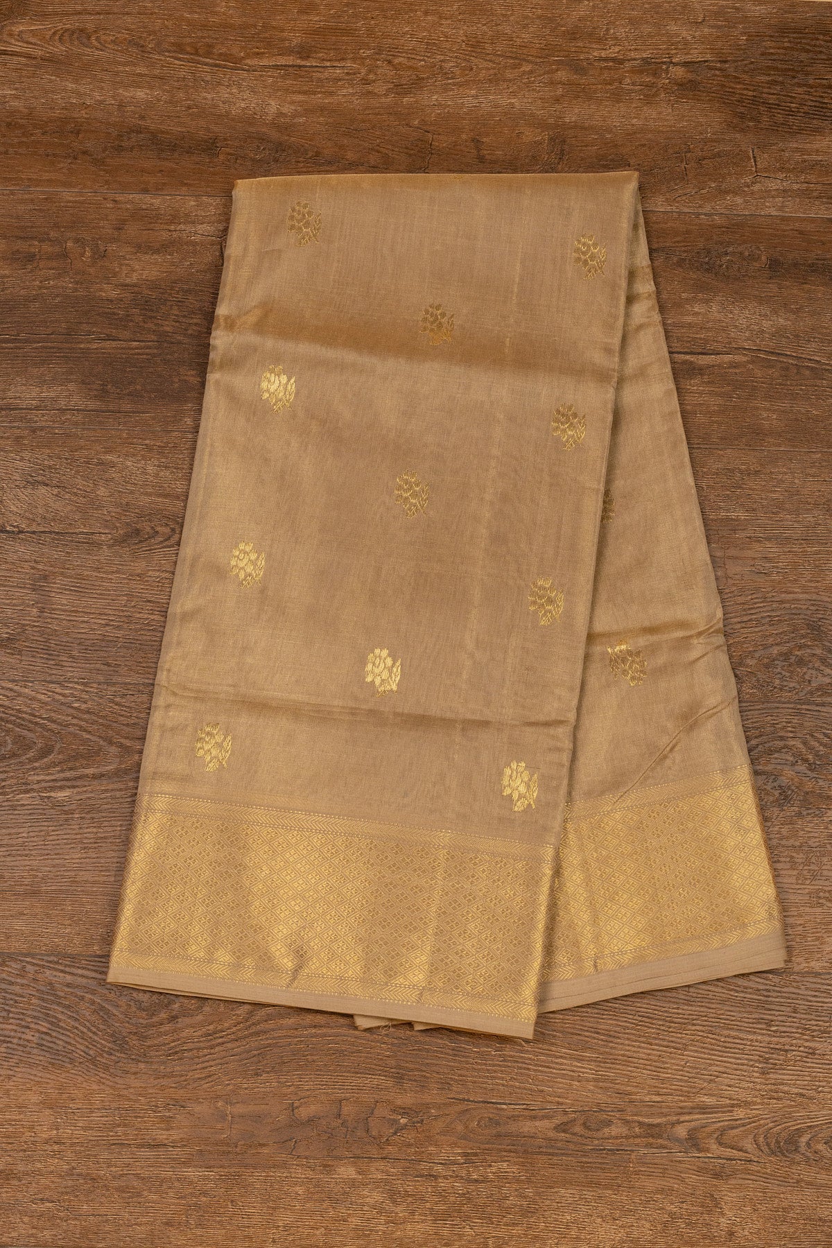 Golden Brown Maheshwari Zari Tissue Silk Saree - swadeshsouq.com