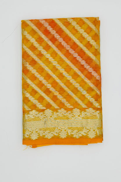 Golden Glow: Yellow Banarasi Pure Organza Dupatta - swadeshsouq.com