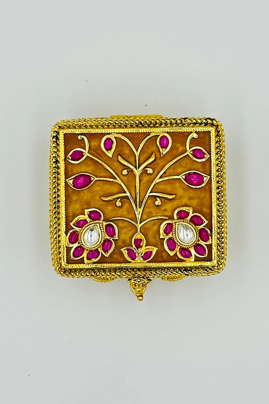 Golden Sunrise: Keepsake Box Adorned with Jadau Splendor - swadeshsouq.com