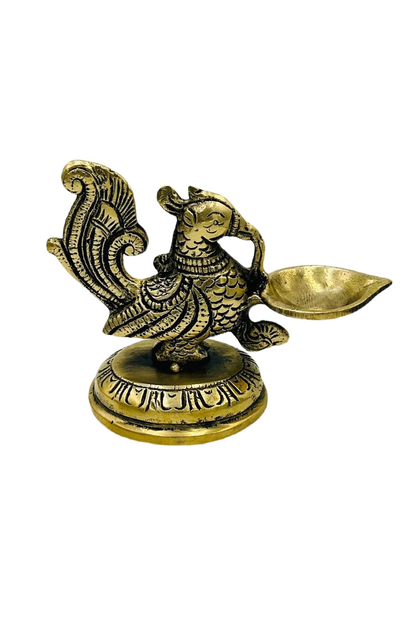 Handcrafted Brass Peacock Diya - Intricate Beauty - swadeshsouq.com