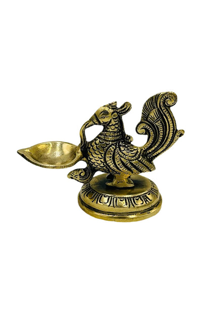 Handcrafted Brass Peacock Diya - Intricate Beauty - swadeshsouq.com