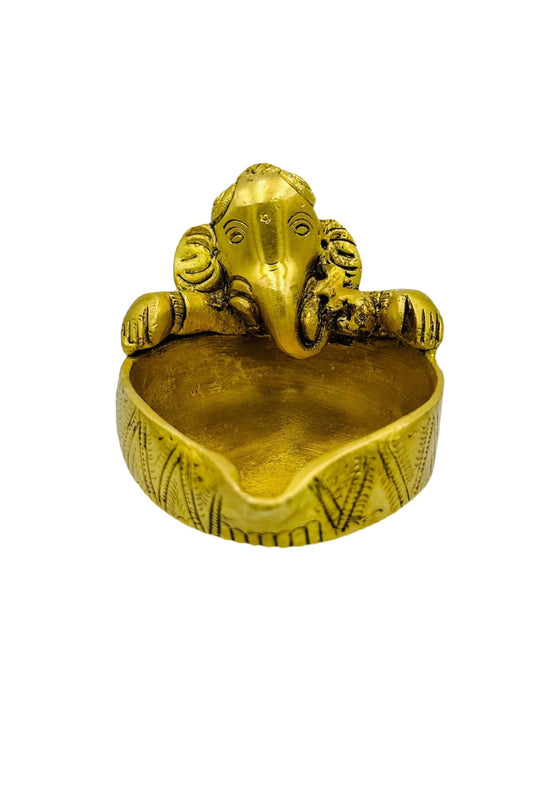 Handcrafted Pure Brass Baby Ganesh Diya - swadeshsouq.com