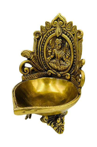 Handcrafted Pure Brass Mahalakshmi Diya with Intricate Design - swadeshsouq.com