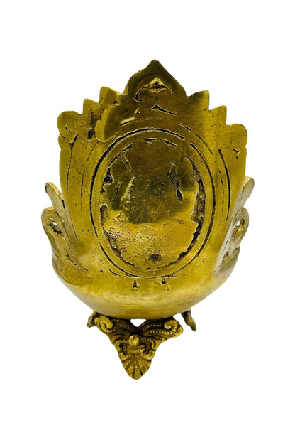 Handcrafted Pure Brass Mahalakshmi Diya with Intricate Design - swadeshsouq.com