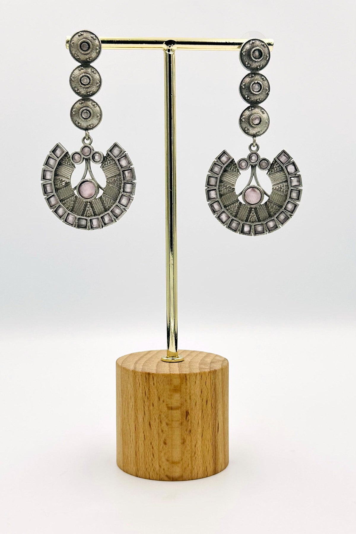 Handcrafted Silver Danglers with Elegant Pink Earrings - swadeshsouq.com