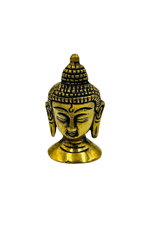 Handmade Antique Finish Brass Buddha Face - swadeshsouq.com