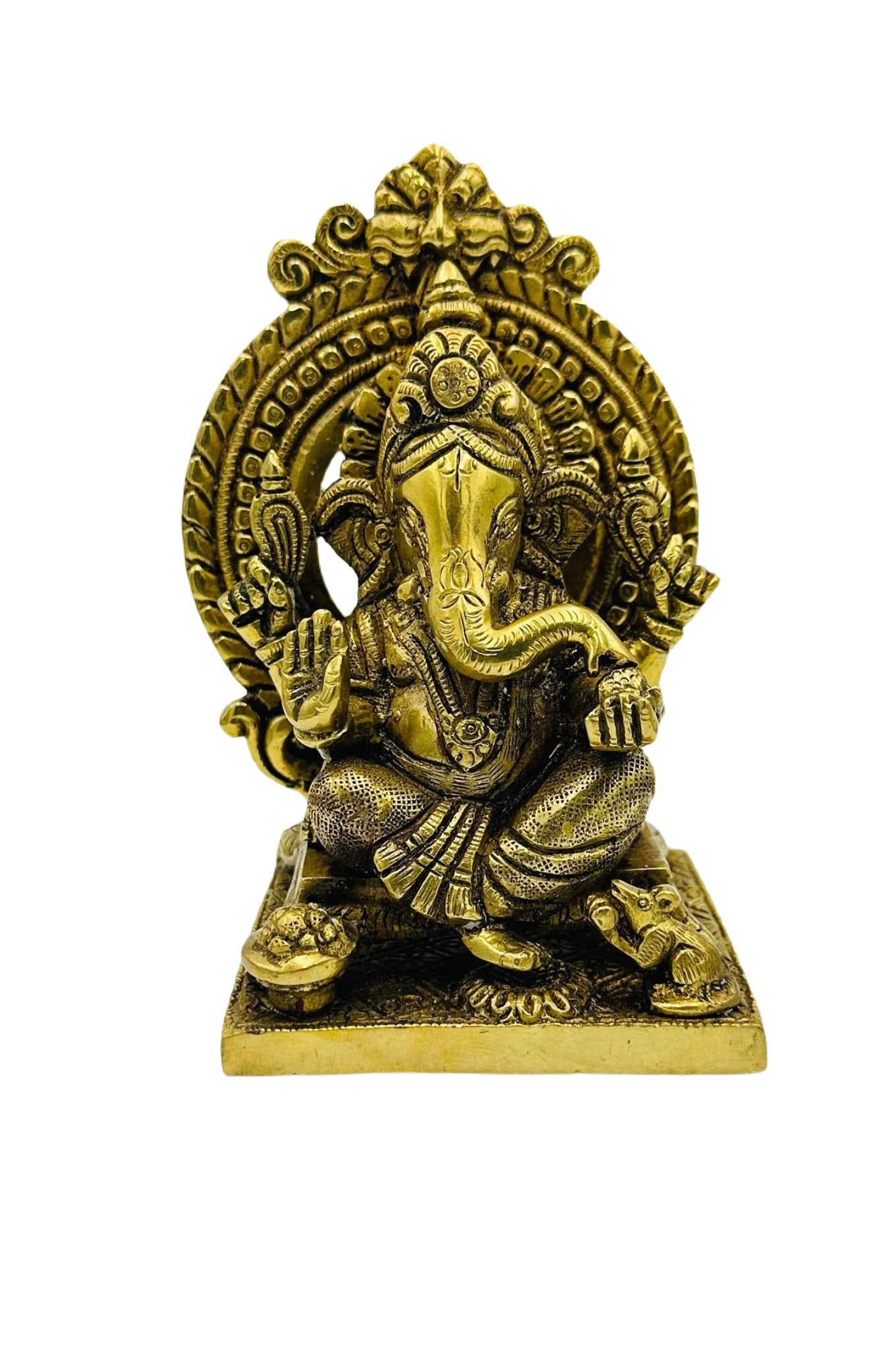 Handmade Pure Brass Ganesh Idol in Beautiful Design - swadeshsouq.com