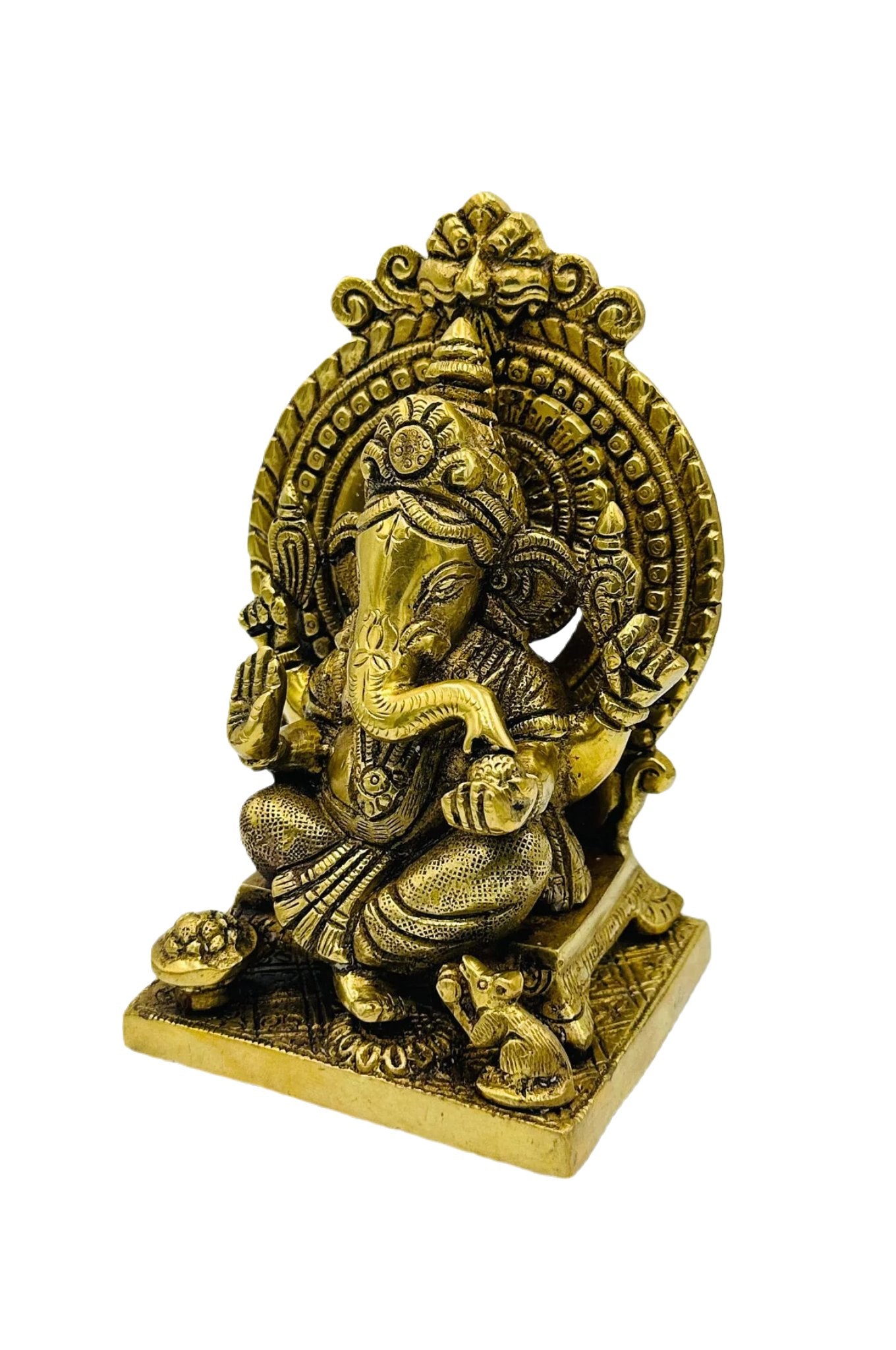 Handmade Pure Brass Ganesh Idol in Beautiful Design - swadeshsouq.com