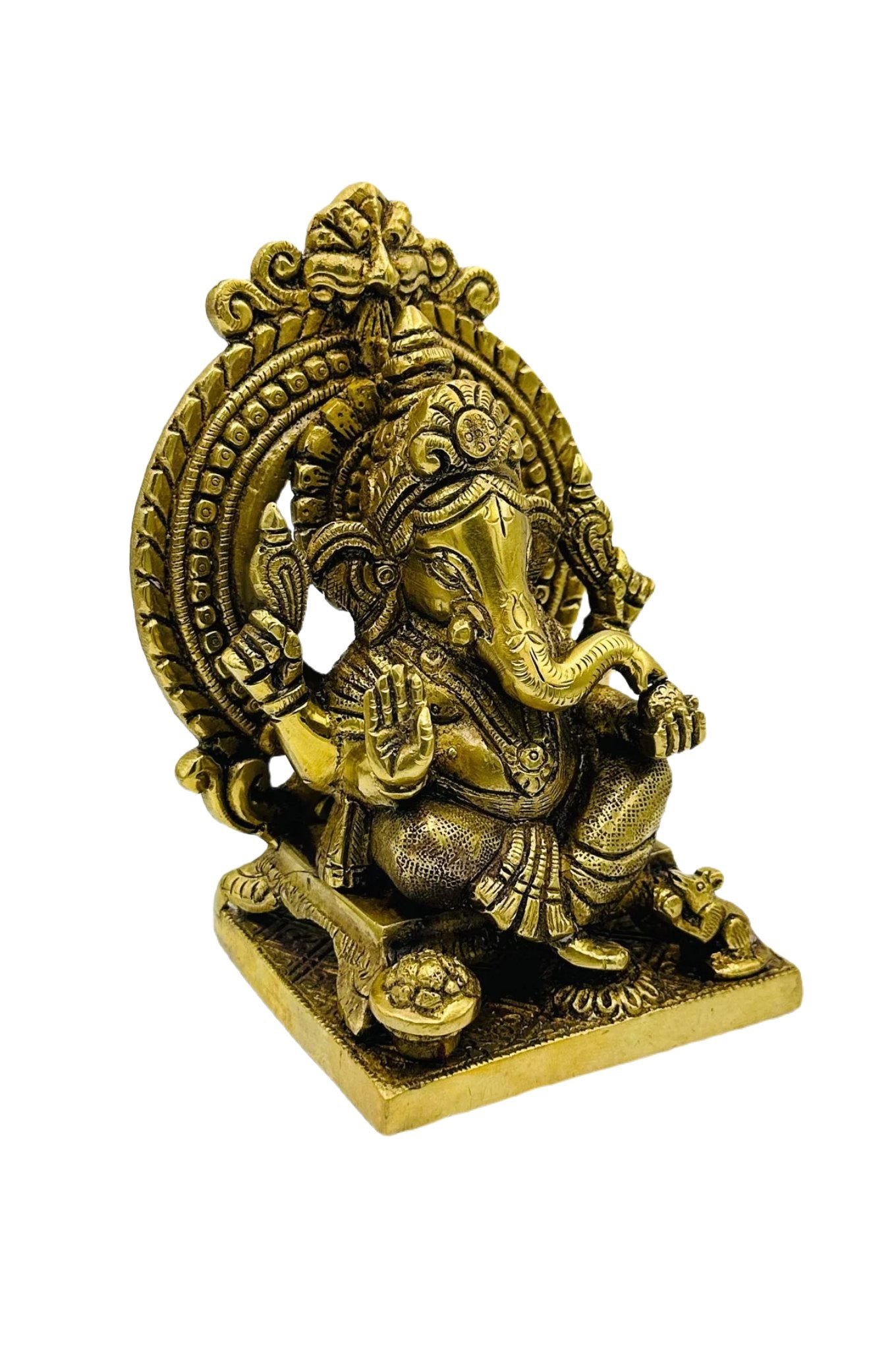 Handmade Pure Brass Ganesh Idol in Beautiful Design - swadeshsouq.com