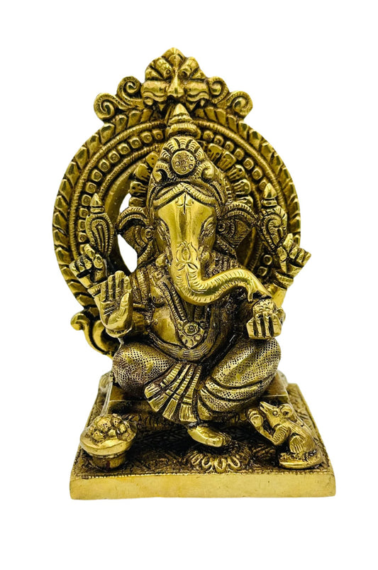 Handmade Pure Brass Ganesh Idol in Beautiful Design - swadeshsouq.com