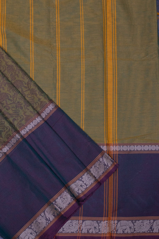 Harmonious Hues: Luxor Gold and Brown Vanasingaram Saree - swadeshsouq.com