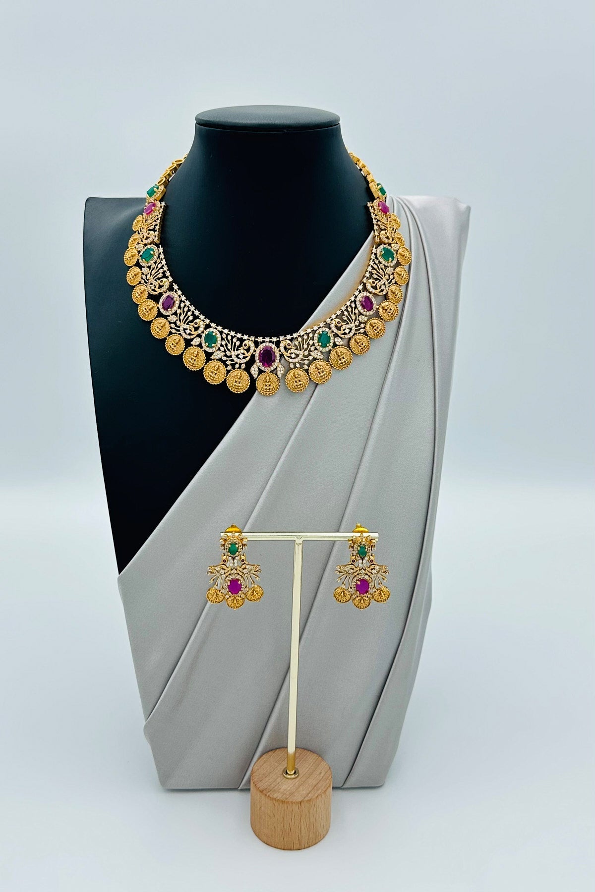 High-Gold Kaasu Ensemble with CZ Brilliance Neckalce - swadeshsouq.com