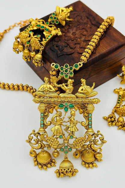 High-Gold Sapthapadi Ensemble Necklace Set - swadeshsouq.com