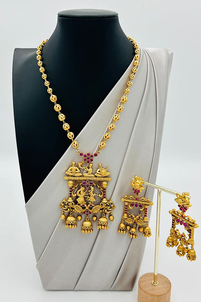 High-Gold Sapthapadi Ensemble Necklace Set - swadeshsouq.com