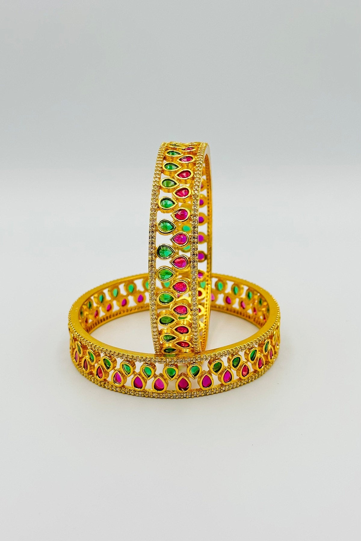 Intricate Kemp and CZ Stone Bangles for Glamorous Appeal - swadeshsouq.com