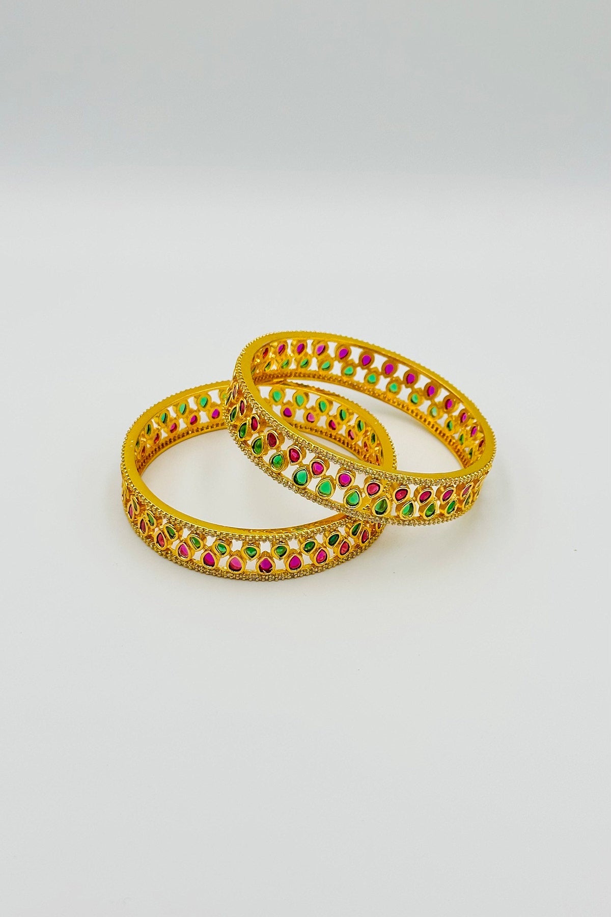 Intricate Kemp and CZ Stone Bangles for Glamorous Appeal - swadeshsouq.com