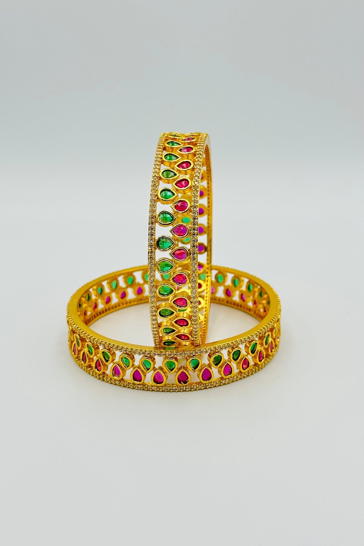 Intricate Kemp and CZ Stone Bangles for Glamorous Appeal - swadeshsouq.com