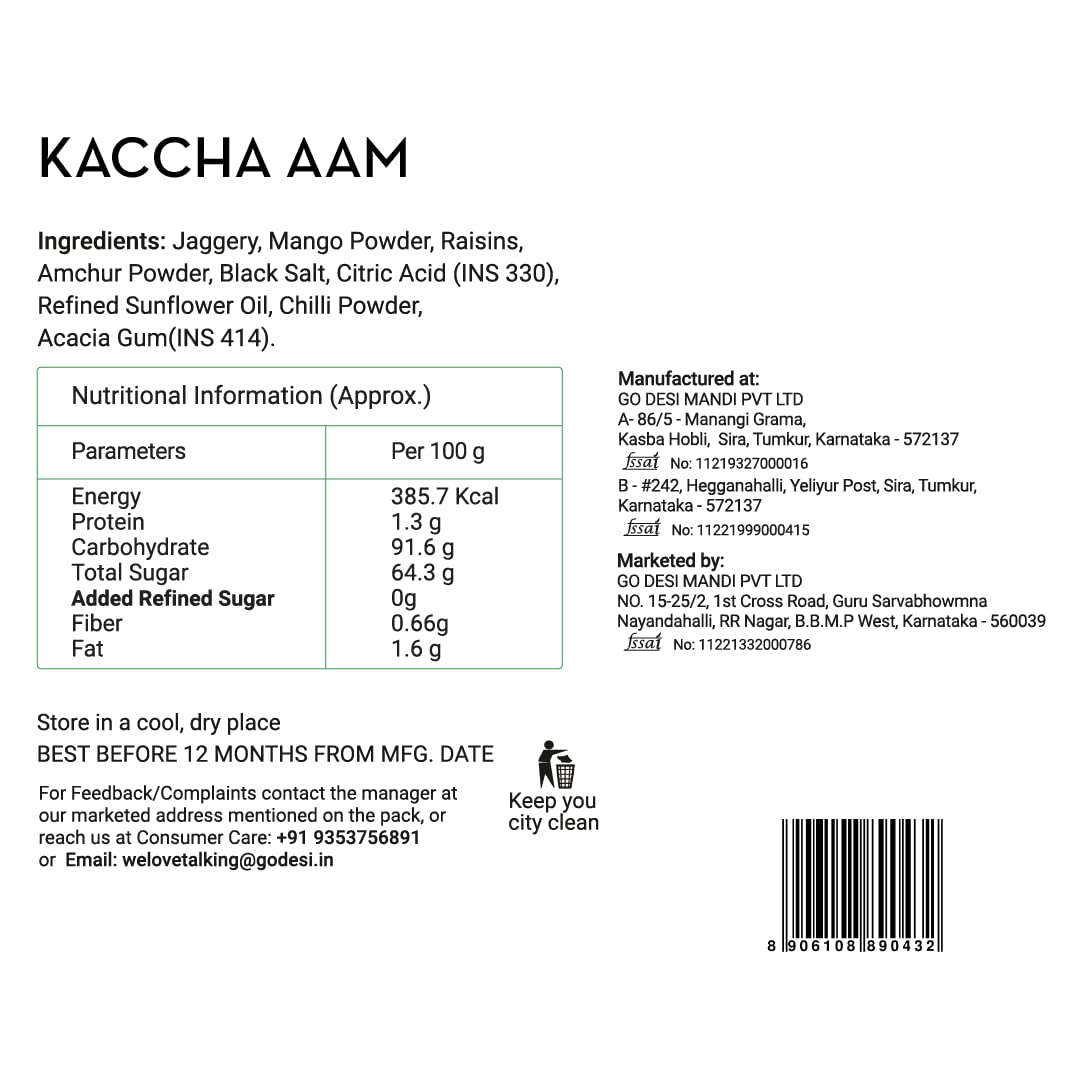 Kaccha Aam Popz | 100% Natural - Sour Raw Mango & Jaggery | Hand-made | 50 PCS -400 gms - swadeshsouq.com