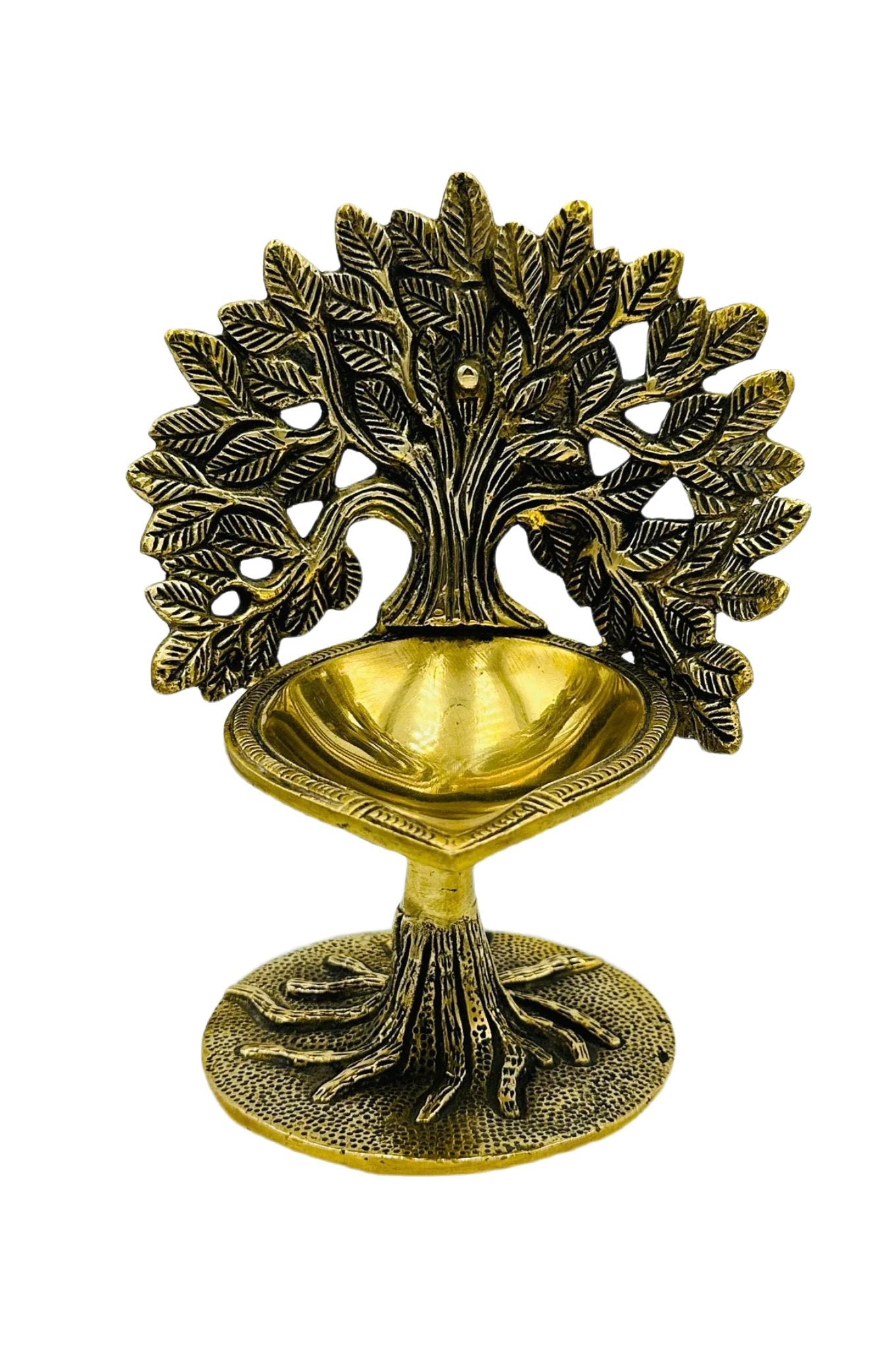 Kalpavriksham Diya: Pure Brass Antique Elegance - swadeshsouq.com