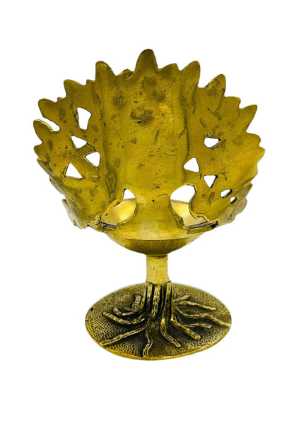 Kalpavriksham Diya: Pure Brass Antique Elegance - swadeshsouq.com