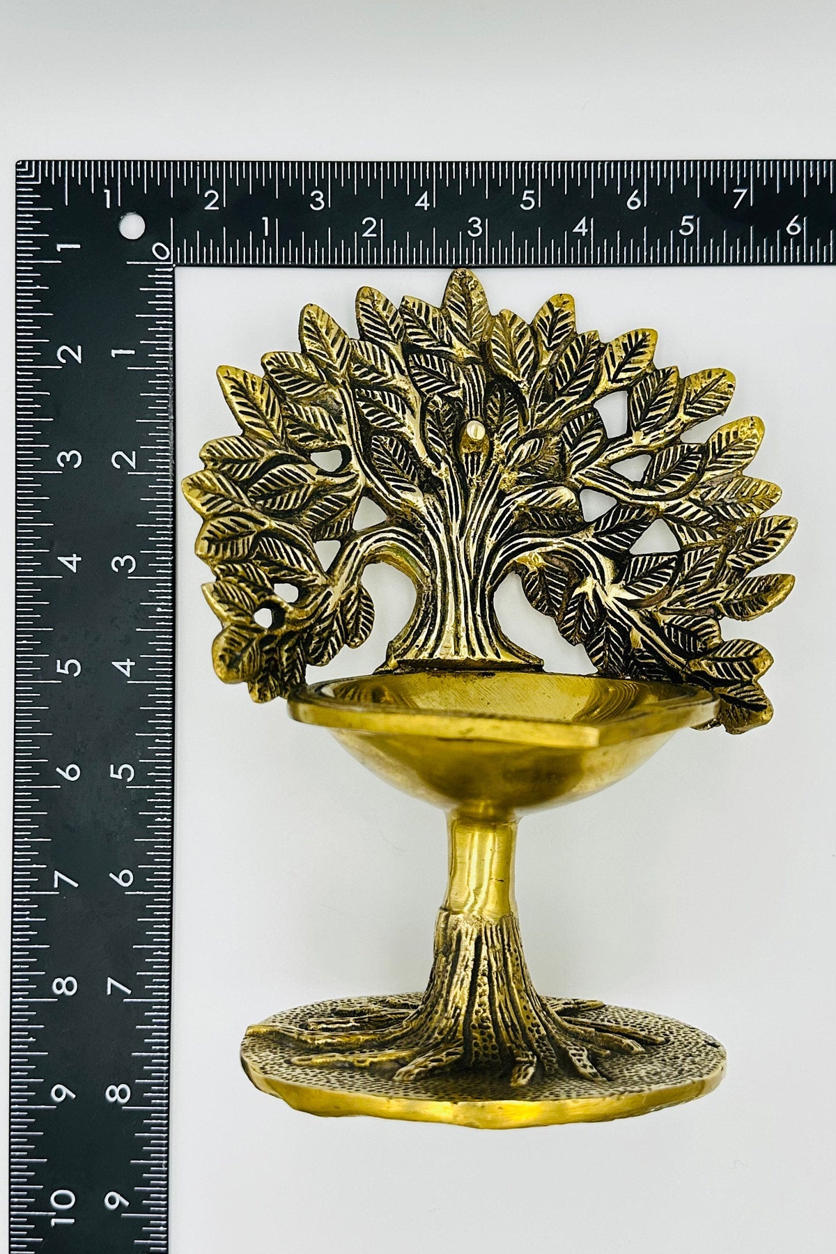 Kalpavriksham Diya: Pure Brass Antique Elegance - swadeshsouq.com