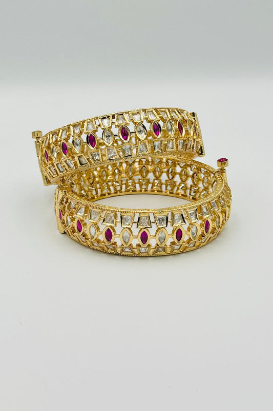 Kundan Bangles Set with Kemp Stones - swadeshsouq.com