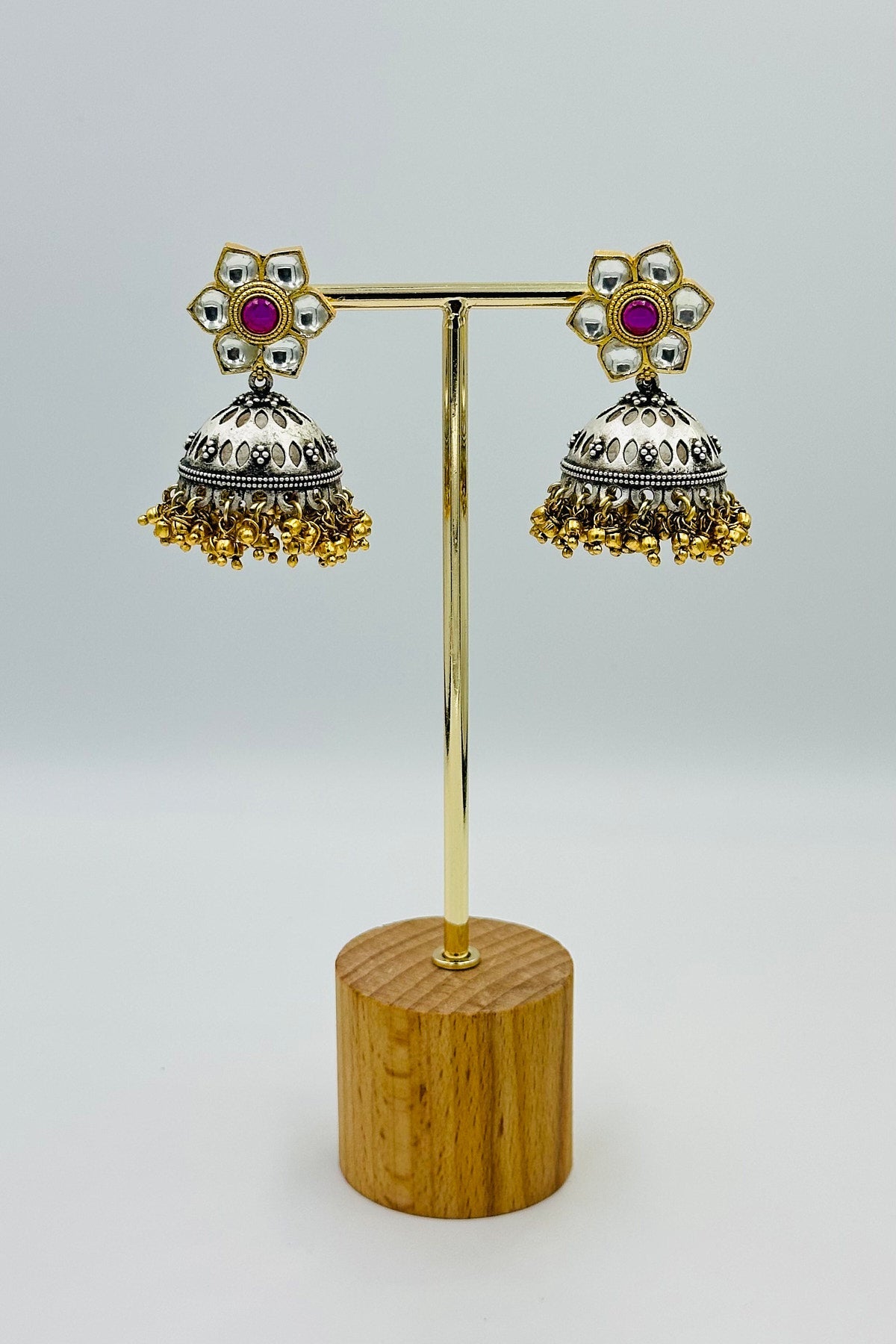 Majestic Vintage Lions and Pearl Strands Oxidised Silver Necklace Set with Jadau Stone and Kundans - swadeshsouq.com