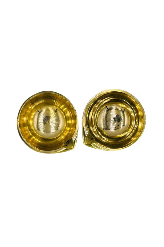 Medium-Sized Plain Brass Diya Set (set of 2) - swadeshsouq.com