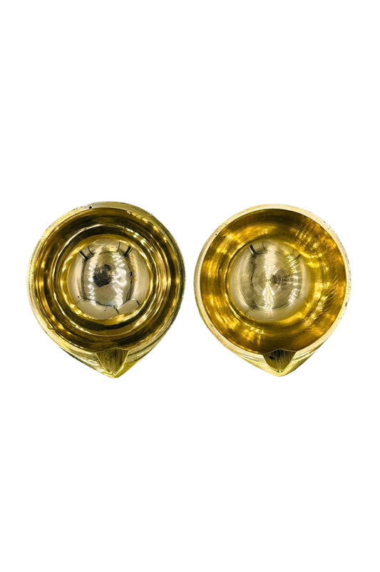 Medium-Sized Plain Brass Diya Set (set of 2) - swadeshsouq.com