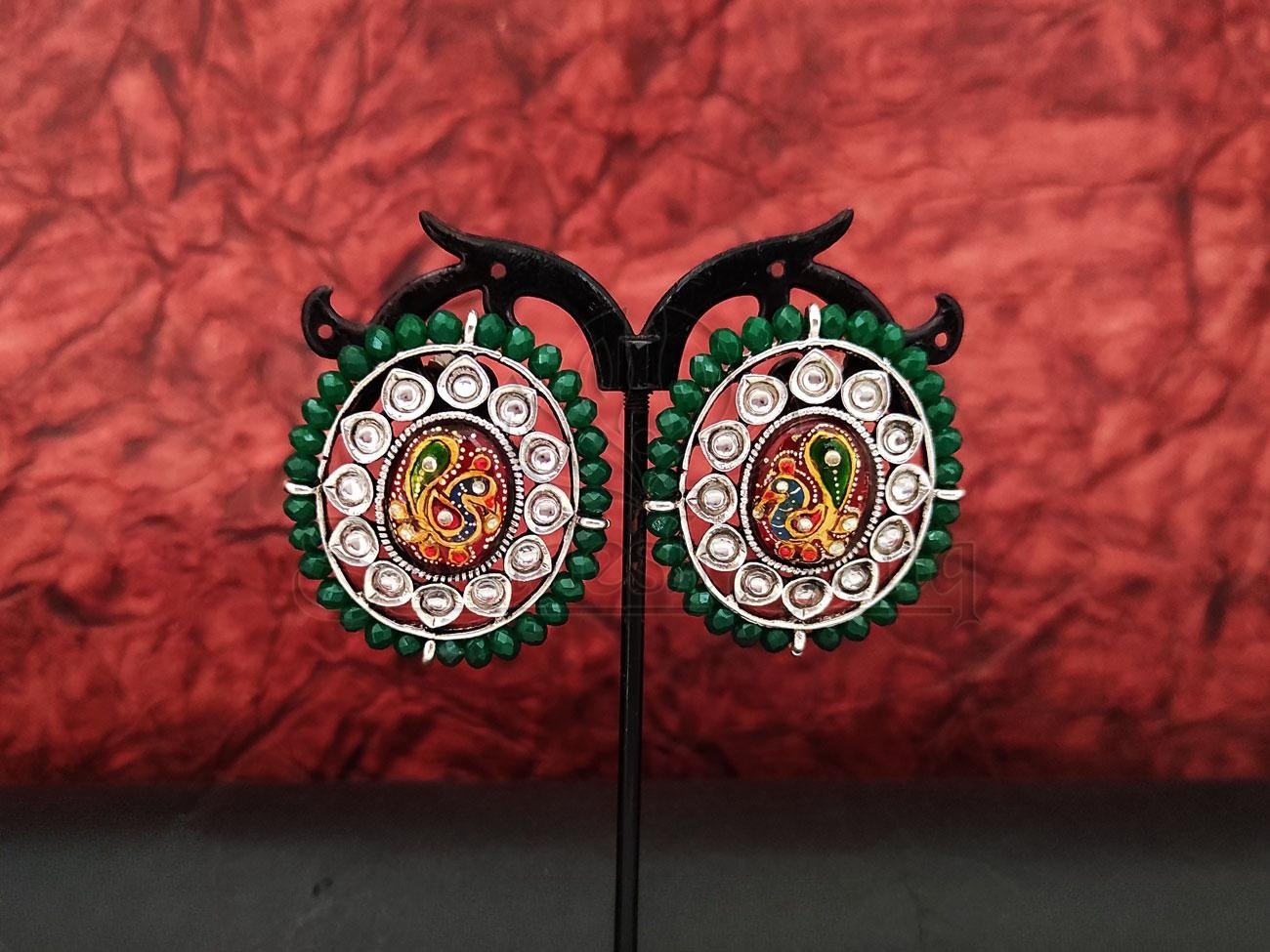 Meenakari Studs Embossed with Pearls: A Masterpiece of Elegance and Beauty. - swadeshsouq.com