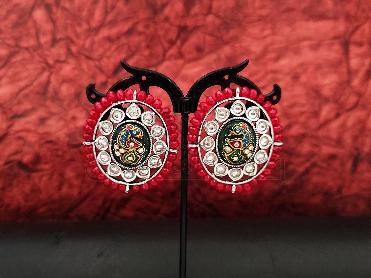 Meenakari Studs Embossed with Pearls: A Masterpiece of Elegance and Beauty. - swadeshsouq.com