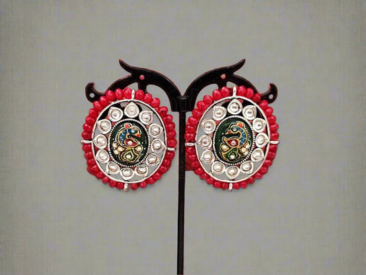 Meenakari Studs Embossed with Pearls: A Masterpiece of Elegance and Beauty. - swadeshsouq.com